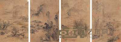 王潜 山水 册页（四开） 26×18cm×4
